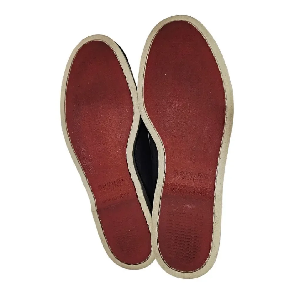 SPERRY Topsiders Blue Leather White Laces Red Grommets - Size‎ 10 1/2